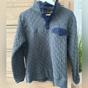Charcoal with navy accents organic cotton Patagonia pullover